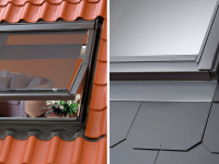 Две изображения на VELUX Обшивка Релефни и Плоски покривни материали